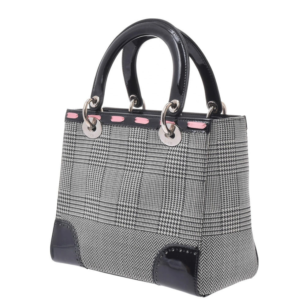 Dior Canvas Enamel Christian  Lady Black Handbag Rion Black